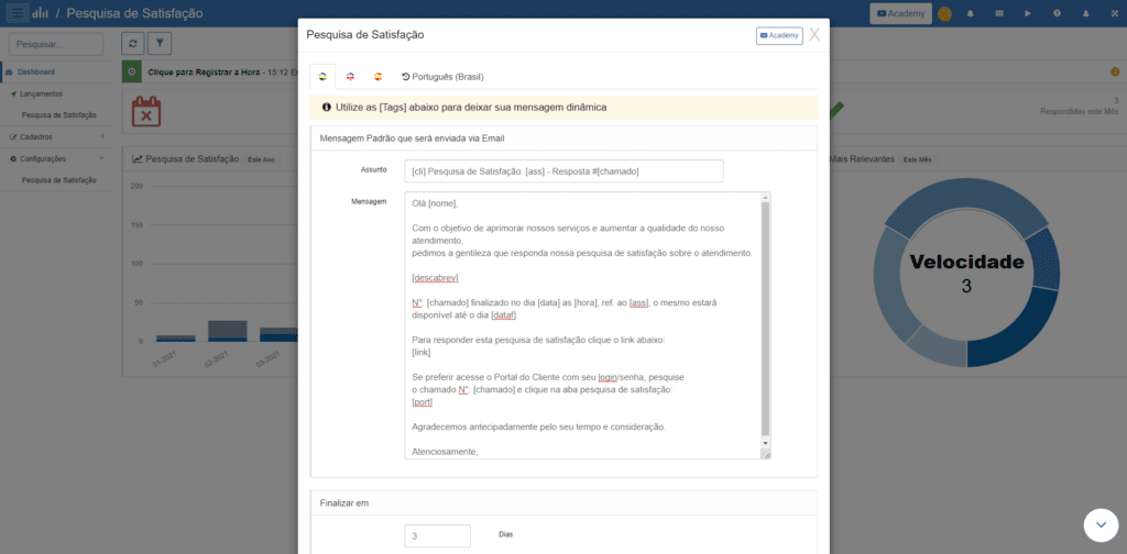 Descricao do Chamado na Pesquisa de Satisfacao configuracao