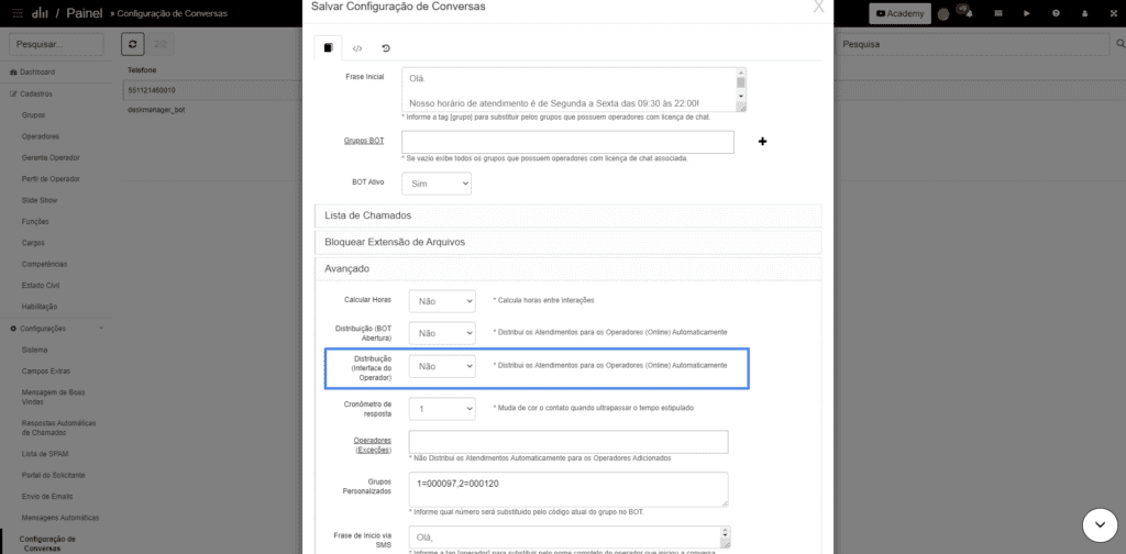 Distribui o via load balance quando feita por Operador Desk WhatsApp 1