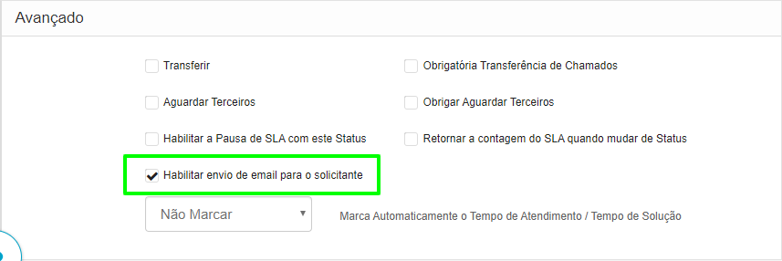 Status que não envia e-mail