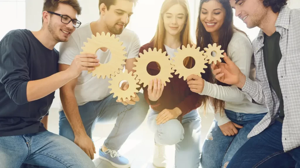 Grupo simulando a integração de sistemas
